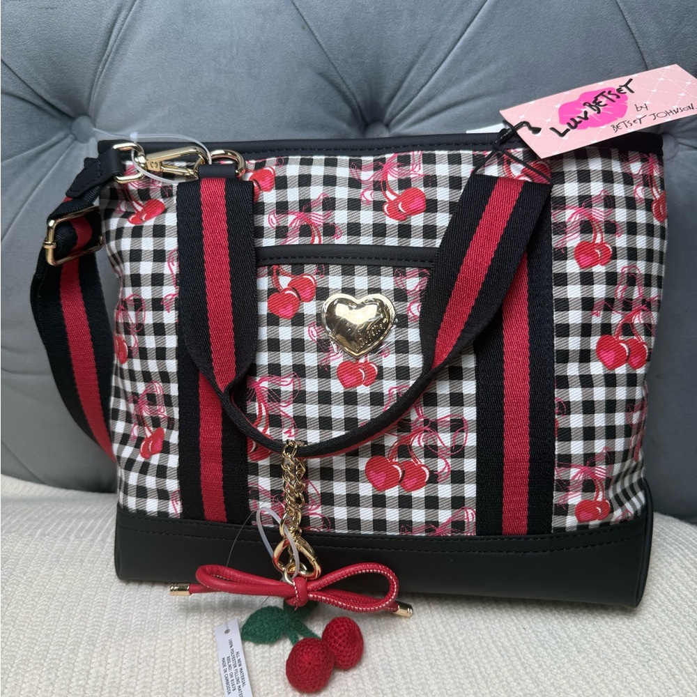 Betsey Johnson Black and Red Cherry Shoulder Bag